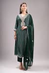 Samyukta Singhania_Green Chinon, Silk, Shantoon, Chiffon Embroidery, Gota Patti Printed Kurta Set _at_Aza_Fashions