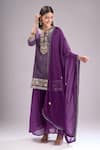 Shop_Samyukta Singhania_Purple Chinon, Silk, Chiffon Embroidery, Gota Bandhani Print Kurta Sharara Set _Online_at_Aza_Fashions
