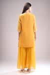 Shop_Samyukta Singhania_Yellow Chinon, Silk, Chiffon Embroidery, Gota Patti, Printed Kurta Sharara Set _at_Aza_Fashions