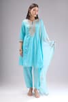 Buy_Samyukta Singhania_Aqua Chanderi Silk, Shantoon, Chiffon Gota Patti, Embroidery, Lace Kurta Set _at_Aza_Fashions