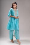 Samyukta Singhania_Aqua Chanderi Silk, Shantoon, Chiffon Gota Patti, Embroidery, Lace Kurta Set _Online_at_Aza_Fashions