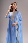 Shop_Samyukta Singhania_Sky Blue Chanderi Silk, Shantoon, Chiffon Gota Patti, Lace, Anarkali Suit Set _Online_at_Aza_Fashions