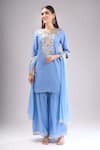Buy Samyukta Singhania Blue Chanderi Silk, Chiffon Gota Patti, Lace, Embroidery Kurta Sharara Set at Aza Fashions Buy_Samyukta Singhania_Blue Chanderi Silk, Chiffon Gota Patti, Lace, Embroidery Kurta Sharara Set _at_Aza_Fashions