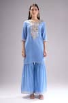 Samyukta Singhania Blue Chanderi Silk, Chiffon Gota Patti, Lace, Embroidery Kurta Sharara Set at Aza Fashions Samyukta Singhania_Blue Chanderi Silk, Chiffon Gota Patti, Lace, Embroidery Kurta Sharara Set _at_Aza_Fashions