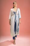 Buy_Samyukta Singhania_Off White Chanderi Silk, Shantoon Gota Patti, Shibori Shrug And Kurta Set _at_Aza_Fashions