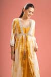 Shop_Samyukta Singhania_Off White Chanderi Silk, Shantoon Gota Patti, Shibori Shrug And Kurta Set _Online_at_Aza_Fashions