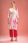 Buy_Samyukta Singhania_Fuchsia Silk, Shantoon, Shibori Pattern Straight Kurta Set _Online_at_Aza_Fashions