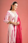 Samyukta Singhania_Fuchsia Silk, Shantoon, Shibori Pattern Straight Kurta Set _at_Aza_Fashions