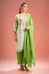 Buy_Samyukta Singhania_Green Silk, Shantoon, Gota Patti, Lace, Shibori Kurta Set _Online_at_Aza_Fashions