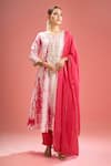 Buy_Samyukta Singhania_Fuchsia Silk, Shantoon, Embroidery, Shibori Pattern Kurta Set _Online_at_Aza_Fashions