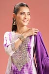 Samyukta Singhania_Purple Silk, Shantoon, Embroidery, Shibori Pattern Kurta Set _Online_at_Aza_Fashions