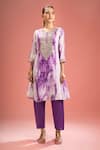 Shop_Samyukta Singhania_Purple Silk, Shantoon, Embroidery, Shibori Pattern Kurta Set _Online_at_Aza_Fashions