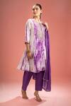 Samyukta Singhania_Purple Silk, Shantoon, Embroidery, Shibori Pattern Kurta Set _at_Aza_Fashions