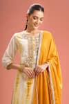Samyukta Singhania_Off White Silk, Gota Patti, Shibori Embroidered Kurta Set _Online_at_Aza_Fashions
