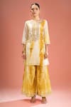 Samyukta Singhania_Off White Silk, Gota Patti, Shibori Embroidered Kurta Set _at_Aza_Fashions