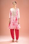 Samyukta Singhania_Fuchsia Silk, Shantoon, Gota Patti, Shibori Pattern Kurta Set _Online_at_Aza_Fashions