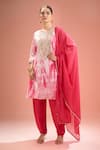 Samyukta Singhania_Fuchsia Silk, Shantoon, Gota Patti, Shibori Pattern Kurta Set _at_Aza_Fashions