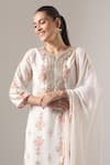Buy_Samyukta Singhania_Ivory Chanderi Silk, Shantoon, Chiffon Embroidery, Floral Print Kurta Pant Set _Online_at_Aza_Fashions