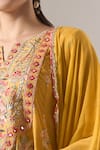 Samyukta Singhania_Mustard Chanderi Silk, Shantoon, Floral Print Anarkali Kurta Set With Dupatta _at_Aza_Fashions