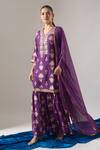 Buy Samyukta Singhania Purple Chanderi Silk, Chiffon Lace, Zari, Floral Print Kurta Sharara Set at Aza Fashions Buy_Samyukta Singhania_Purple Chanderi Silk, Chiffon Lace, Zari, Floral Print Kurta Sharara Set _at_Aza_Fashions