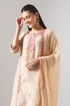 Samyukta Singhania_Beige Tissue, Shantoon, Chiffon Embroidery, Mirrors, Zari, Thread And Kurta Set _at_Aza_Fashions