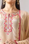 Buy_Samyukta Singhania_Beige Tissue, Shantoon, Chiffon Embroidery, Mirrors, Zari, Thread And Kurta Set 