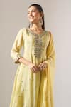 Samyukta Singhania_Green Tissue, Shantoon, Chiffon Embroidery, Mirrors, Zari, Shimmer Kurta Set _Online_at_Aza_Fashions