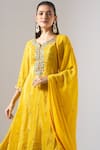 Samyukta Singhania_Yellow Tissue, Shantoon, Chiffon Embroidery, Mirrors, Zari, Shimmer Kurta Set _at_Aza_Fashions