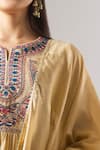 Buy_Samyukta Singhania_Beige Chanderi, Shantoon Embroidery, Sequins, Mirrors, Lace Mul Kurta Set _Online_at_Aza_Fashions