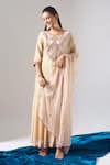 Samyukta Singhania Beige Chanderi, Shantoon Embroidery, Sequins, Zari, Lace Round Kurta Sharara Set Online at Aza Fashions Samyukta Singhania_Beige Chanderi, Shantoon Embroidery, Sequins, Zari, Lace Round Kurta Sharara Set _Online_at_Aza_Fashions