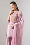 Buy_Samyukta Singhania_Purple Tissue, Chinon, Chiffon Embroidery, Zari, Mirrors Thread And Kurta Set _Online_at_Aza_Fashions