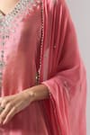 Buy_Samyukta Singhania_Rose Gold Tissue, Shantoon, Chiffon Embroidery, Mirrors, Thread And Kurta Set _Online_at_Aza_Fashions