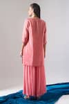 Shop_Samyukta Singhania_Pink Tissue, Shantoon, Chiffon Embroidery, Mirrors, Lace V-neck Kurta Set _at_Aza_Fashions