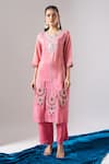 Samyukta Singhania Pink Tissue, Shantoon, Chiffon Embroidery, Mirrors, Lace V-neck Kurta Set at Aza Fashions Samyukta Singhania_Pink Tissue, Shantoon, Chiffon Embroidery, Mirrors, Lace V-neck Kurta Set _at_Aza_Fashions
