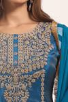 Samyukta Singhania_Teal Tissue, Chinon, Chiffon Embroidery, Lace, Shimmer Zari-dori Sharara Set _at_Aza_Fashions