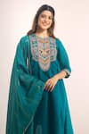 Buy Samyukta Singhania Teal Chanderi, Shantoon Embroidery, Sequins, Zari, Lace Round Mul Kurta Set Online at Aza Fashions Buy_Samyukta Singhania_Teal Chanderi, Shantoon Embroidery, Sequins, Zari, Lace Round Mul Kurta Set _Online_at_Aza_Fashions