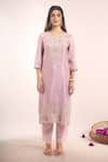 Buy_Samyukta Singhania_Purple Tissue, Shantoon, Chiffon Embroidery, Sequins, Shimmer Floral Kurta Set _Online_at_Aza_Fashions