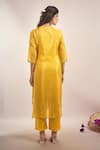 Shop_Samyukta Singhania_Yellow Tissue, Shantoon, Chiffon Embroidery, Sequins, Shimmer Floral Kurta Set _at_Aza_Fashions