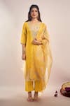 Buy_Samyukta Singhania_Yellow Tissue, Shantoon, Chiffon Embroidery, Sequins, Shimmer Floral Kurta Set _Online_at_Aza_Fashions