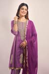 Shop Samyukta Singhania Purple Tissue, Chinon, Silk, Chiffon Embroidery, Zari, Shimmer Dori Kurta Set Online at Aza Fashions Shop_Samyukta Singhania_Purple Tissue, Chinon, Silk, Chiffon Embroidery, Zari, Shimmer Dori Kurta Set _Online_at_Aza_Fashions