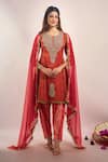 Shop Samyukta Singhania Rust Tissue, Chinon, Silk, Chiffon Embroidery, Lace, Zari-dori Kurta Salwar Set Online at Aza Fashions Shop_Samyukta Singhania_Rust Tissue, Chinon, Silk, Chiffon Embroidery, Lace, Zari-dori Kurta Salwar Set _Online_at_Aza_Fashions