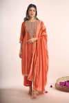 Samyukta Singhania_Rust Tissue, Shantoon, Chinon, Silk Embroidery, Zari-dori Shimmer Kurta Set _Online_at_Aza_Fashions