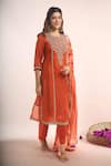 Buy_Samyukta Singhania_Rust Tissue, Shantoon, Chinon, Silk Embroidery, Zari-dori Shimmer Kurta Set _Online_at_Aza_Fashions