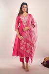 Samyukta Singhania_Pink Tissue, Shantoon, Chiffon Embroidery, Sequins, Lace Round Neck Anarkali Set _Online_at_Aza_Fashions