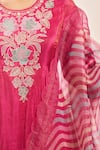 Shop_Samyukta Singhania_Pink Tissue, Shantoon, Chiffon Embroidery, Sequins, Lace Round Neck Anarkali Set _Online_at_Aza_Fashions