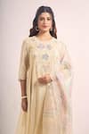 Buy_Samyukta Singhania_Ivory Tissue, Shantoon, Chiffon Embroidery, Sequins, Lace Shimmer Kurta Set _Online_at_Aza_Fashions