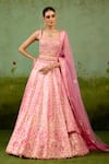 Buy Shyam Narayan Prasad Pink Silk, Organza Embroidery, Zari, Gota Patti, Applique, Metallic Lehenga Set Online Buy_Shyam Narayan Prasad_Pink Silk, Organza Embroidery, Zari, Gota Patti, Applique, Metallic Lehenga Set _Online