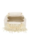 The Leather Garden_Ivory Beads, Pearls, Tassels Savera Mini Handbag _Online_at_Aza_Fashions