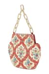 Shop_The Leather Garden_Multi Color Embroidery, Beads Rangrez Floral Potli Bag 