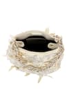 The Leather Garden_Ivory Embroidery, Beads, Sequins Seher Floral Potli Bag _Online_at_Aza_Fashions